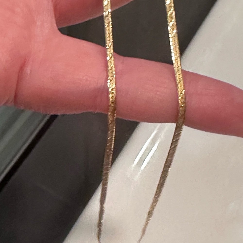 Gold Herringbone Chain Necklace — 14K